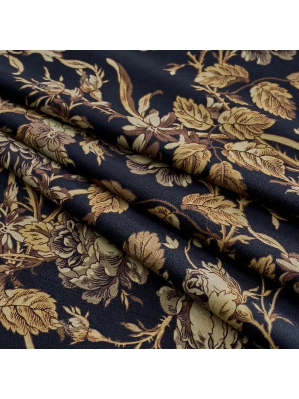 Soft Velvet Retro Gold Floral Curtains, 2 Panels, W52 x L84, Elegant Drapes